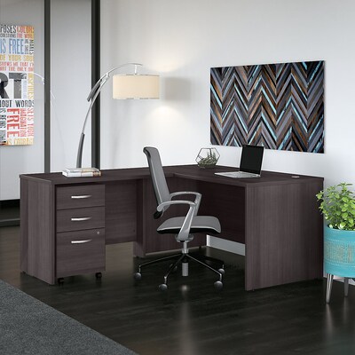 Bush Business Furniture Studio C 60"W L Shaped Desk with Mobile File Cabinet and Return, Storm Gray (STC008SG)