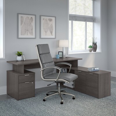 Bush Business Furniture Jamestown 72"W L Shaped Desk with Drawers, Storm Gray (JTN009SGSU)