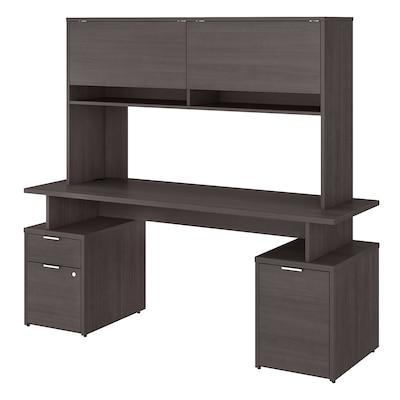 Bush Business Furniture Jamestown 71 Computer Desk with Drawers, Storage Cabinet and Hutch, Storm Gray (JTN004SGSU)