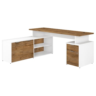 Bush Business Furniture Jamestown 72W L Shaped Desk with Drawers, Fresh Walnut/White (JTN009FWWHSU)