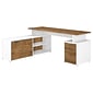 Bush Business Furniture Jamestown 72"W L Shaped Desk with Drawers, Fresh Walnut/White (JTN009FWWHSU)