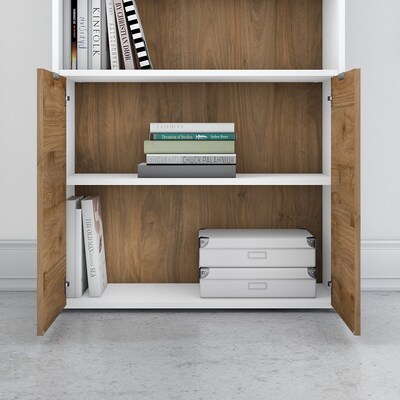 Bush Business Furniture Jamestown 5 Shelf 66"H Bookcase, Fresh Walnut/White (JTB136FWWH)