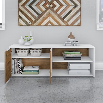 Bush Business Furniture Jamestown 21" Low Storage Cabinet with 4 Shelves, Fresh Walnut/White (JTS160FWWH)