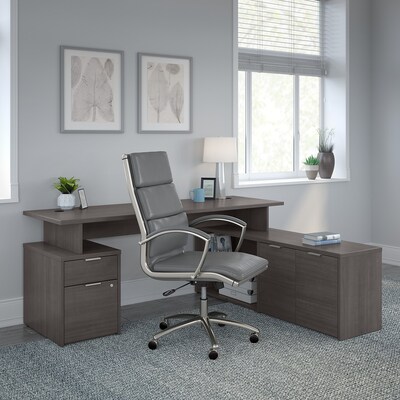 Bush Business Furniture Jamestown 21" Low Storage Cabinet with 4 Shelves, Storm Gray (JTS160SG)