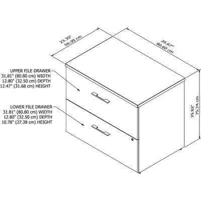Bush Business Furniture Office 500 2-Drawer Lateral File Cabinet, Locking, Letter/Legal, Modern Hickory, 35.67" (OFF136MHSU)