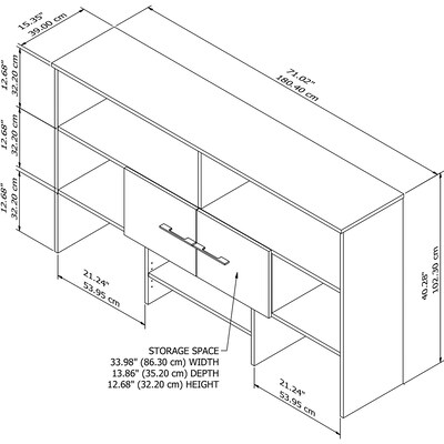 Bush Business Furniture Office 500 71 "W Desktop Hutch, Modern Hickory (OFH172MHK)