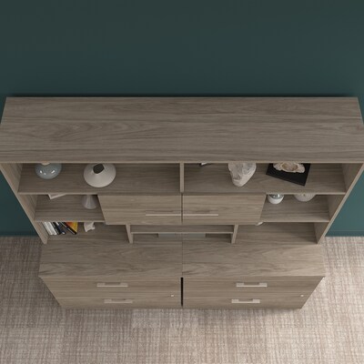 Bush Business Furniture Office 500 72"W Desktop Hutch, Modern Hickory (OFH172MHK)