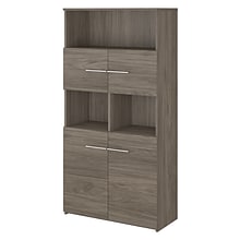 Bush Business Furniture Office 500 70H 5-Shelf Bookcase with Doors, Modern Hickory (OFB136MH)