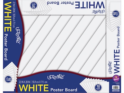 uCreate Poster Board, 2.3 x 1.8, White, 10/Pack (P5420)
