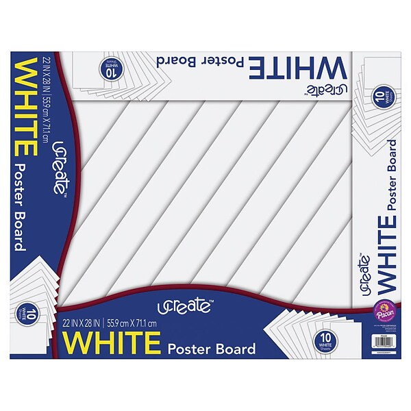 uCreate Poster Board, 2.3 x 1.8, White, 10/Pack (P5420)