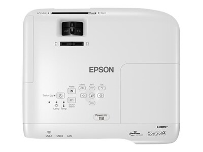 Epson PowerLite 118 3LCD XGA Classroom Projector with Dual HDMI, White (V11HA03020)