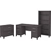 Bush Furniture Somerset 60W Office Desk with Lateral File Cabinet and 5-Shelf Bookcase, Storm Gray