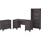 Bush Furniture Somerset 60"W Office Desk with Lateral File Cabinet and 5 Shelf Bookcase, Storm Gray (SET013SG)