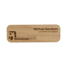 Custom Engraved Wood Badge, 1 x 3