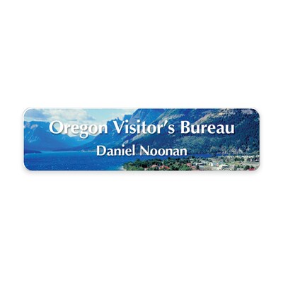 Custom Full Color Plastic Name Badge, 7/8 x 3-1/4