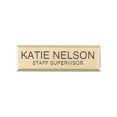 Custom Engraved Gold Metallic Badge, 1 x 3