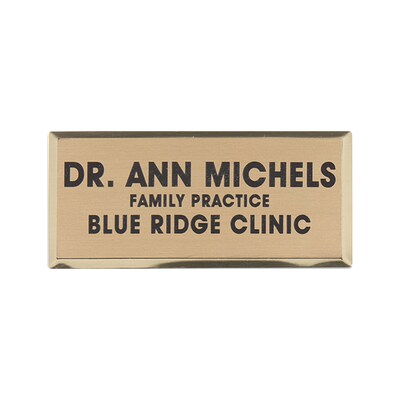 Custom Engraved Gold Metallic Badge, 1-1/2 x 3