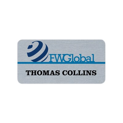 Custom Full Color Sublimated Silver Metal Badge, 1-1/2 x 3