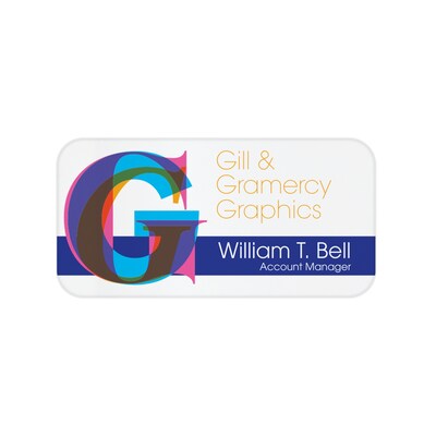 Custom Full Color Clear Acrylic Badge, 1-1/2 x 3