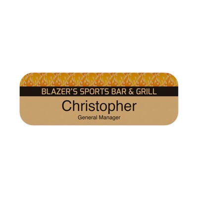 Custom Full Color Gold Plastic Name Badge, 1 x 3