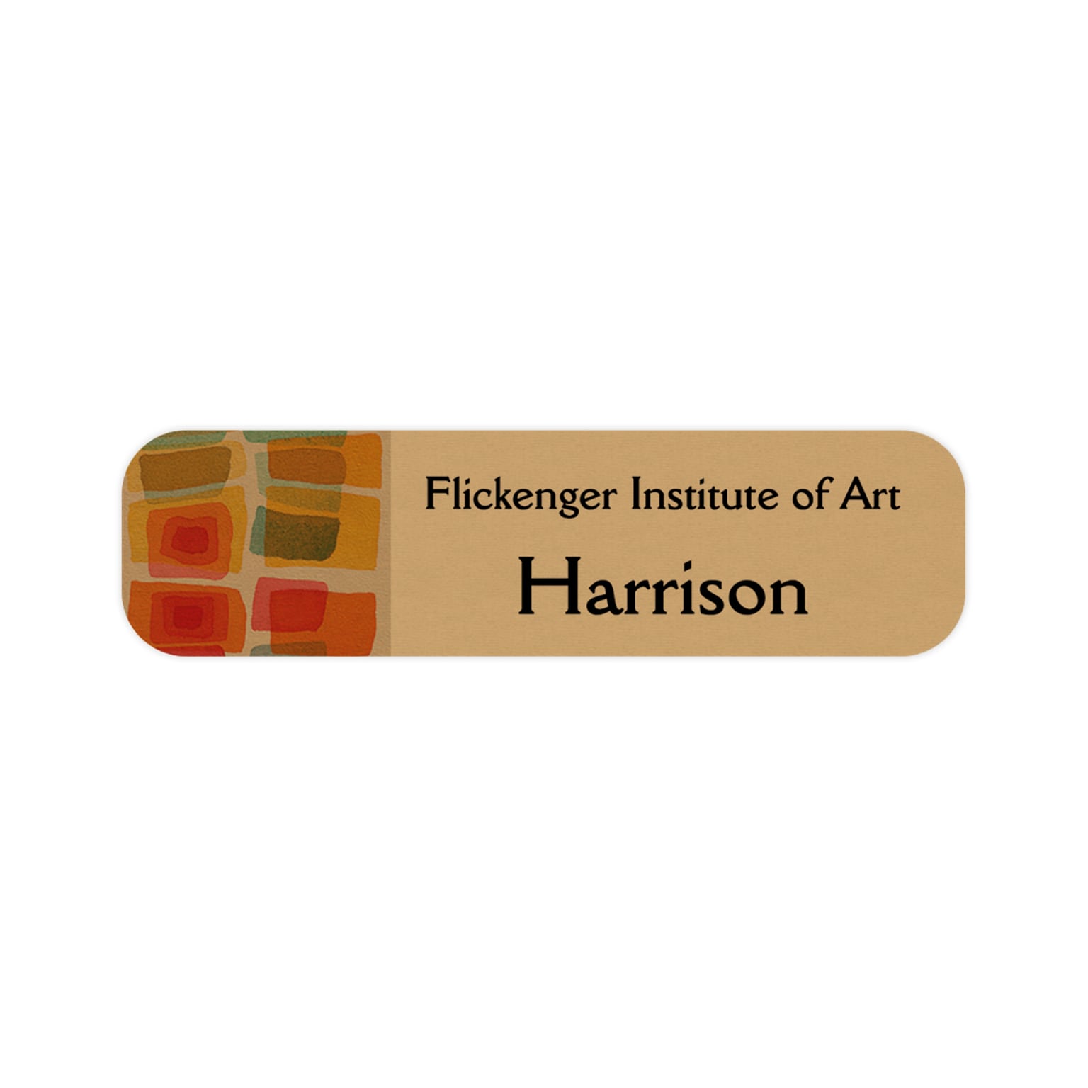 Custom Full Color Gold Plastic Name Badge, 7/8 x 3-1/4