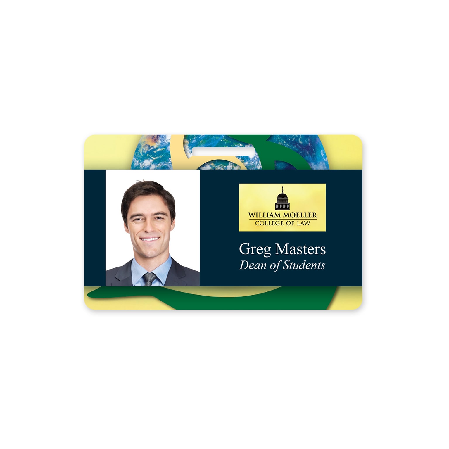 Custom Full Color I.D. Badge, Single Sided, With Slot, 2-1/8 x 3-3/8, Horizontal Layout