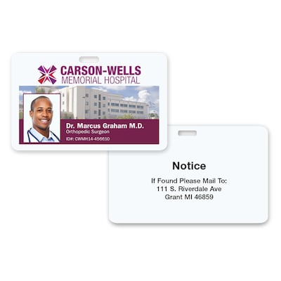 Custom Full Color I.D. Badge, Two Sided, With Slot, 2-1/8 x 3-3/8, Horizontal Layout