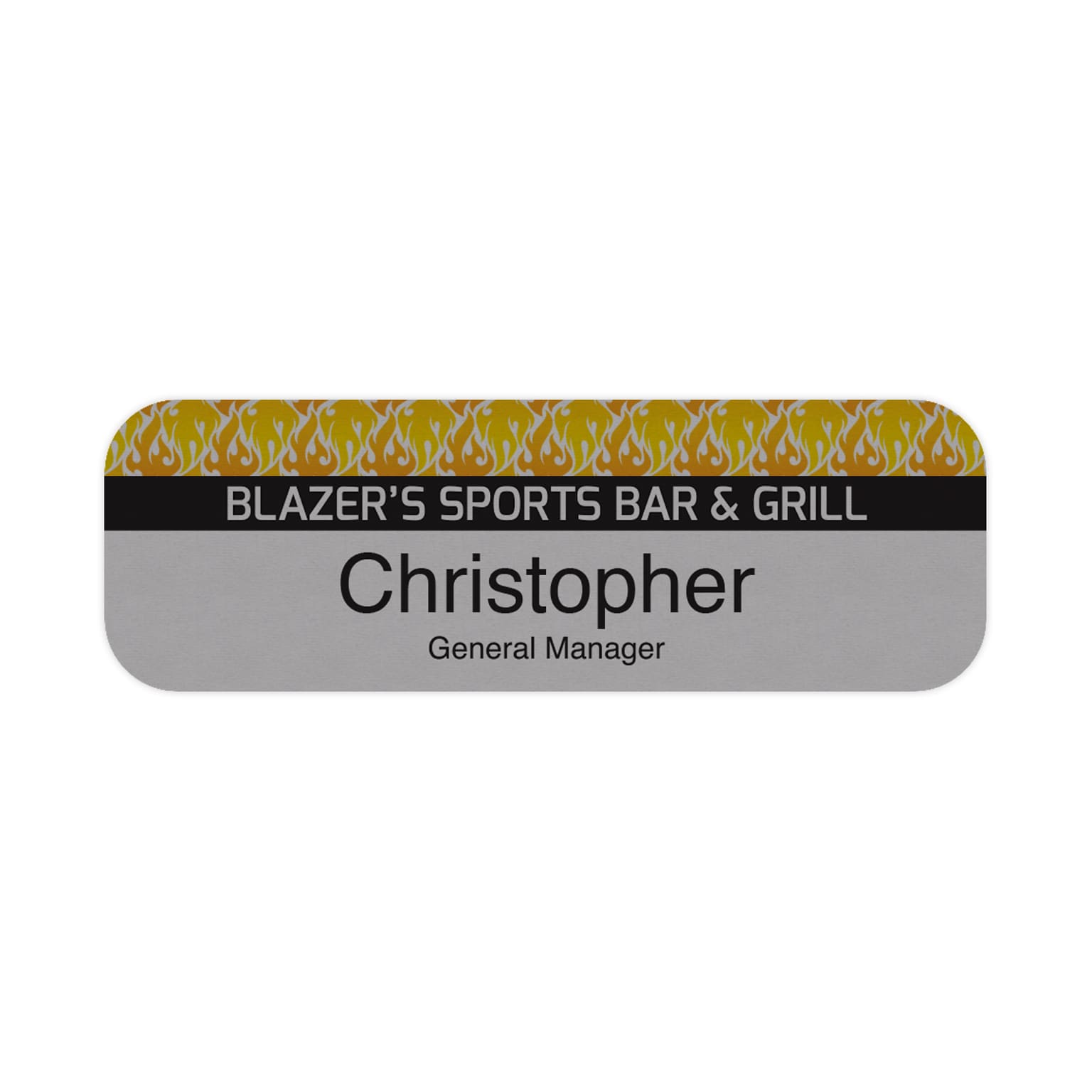 Custom Full Color Silver Plastic Name Badge, 1 x 3