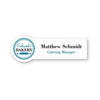 Custom Full Color Shape Name Badge, 1-1/4 x 3-3/4