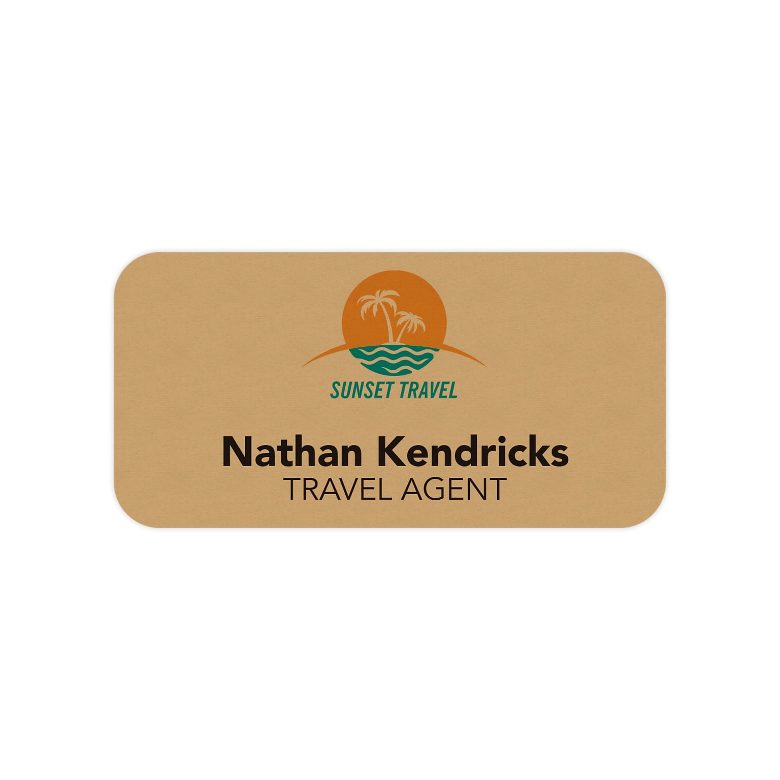 Custom Full Color Gold Plastic Name Badge, 1-1/2 x 3