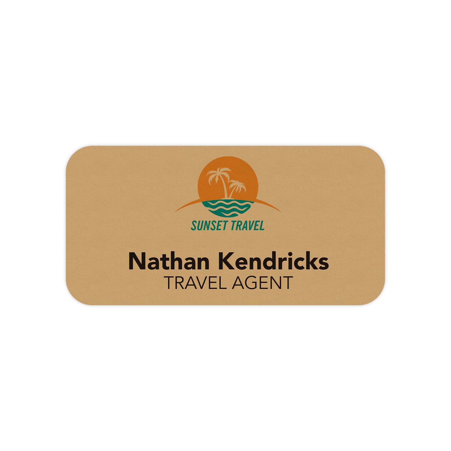 Custom Full Color Gold Plastic Name Badge, 1-1/2 x 3