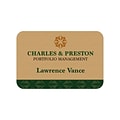 Custom Full Color Gold Plastic Name Badge, 2 x 3