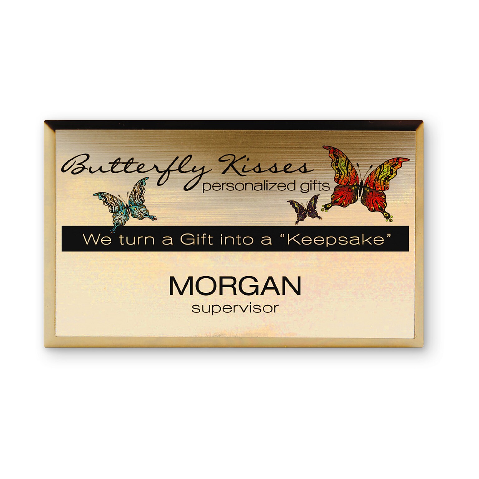 Custom Gold Metallic Full Color Name Badge, 2 x 3-1/2