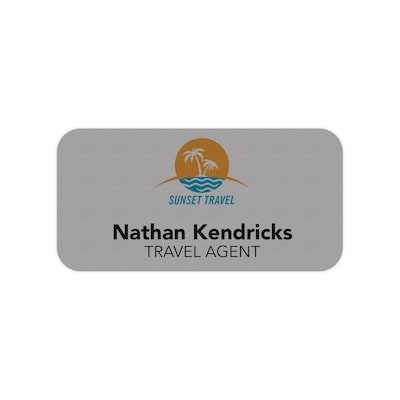 Custom Full Color Silver Plastic Name Badge, 1-1/2 x 3