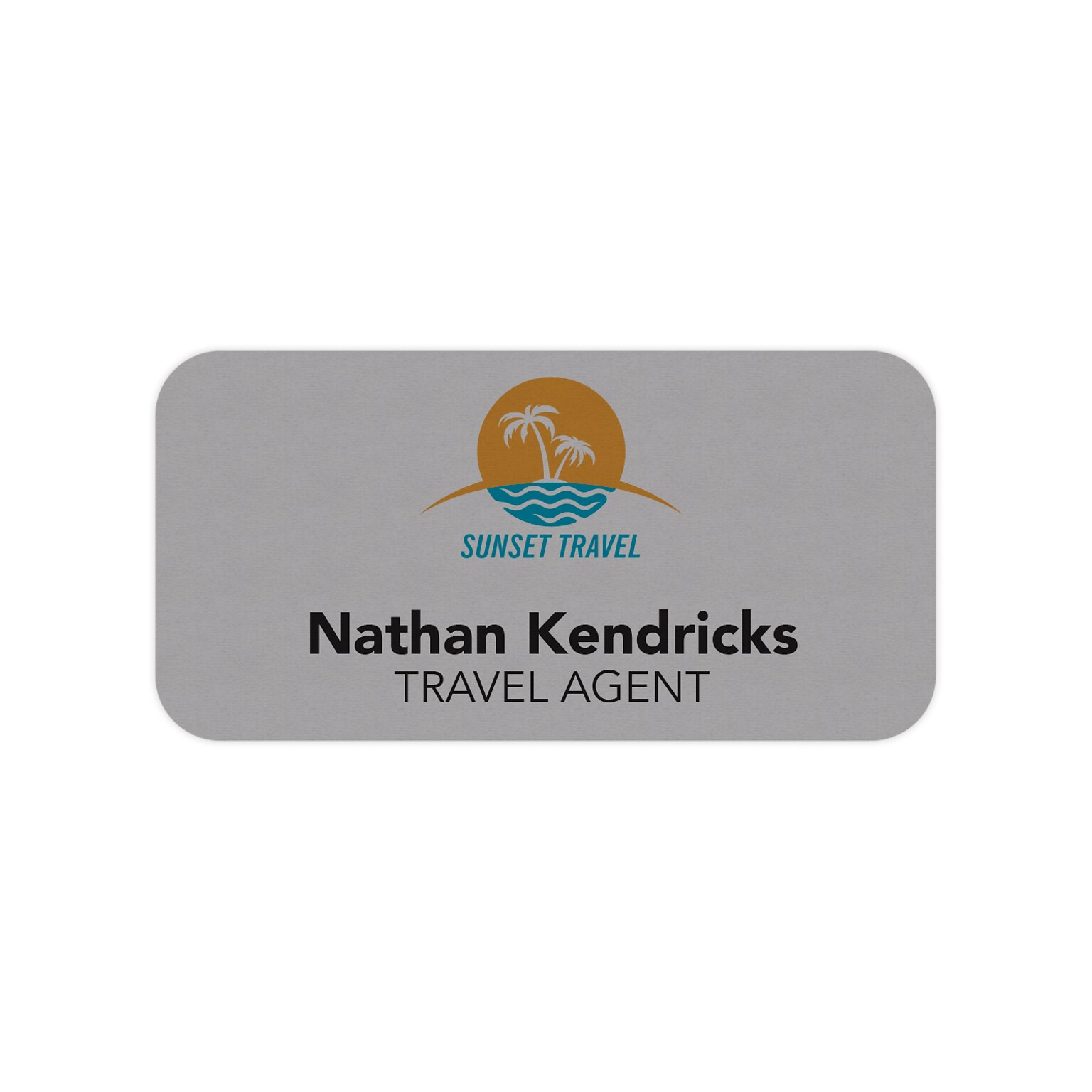 Custom Full Color Silver Plastic Name Badge, 1-1/2 x 3