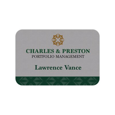 Custom Full Color Silver Plastic Name Badge, 2 x 3