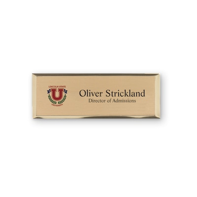 Custom Gold Metallic Full Color Name Badge, 1 x 3