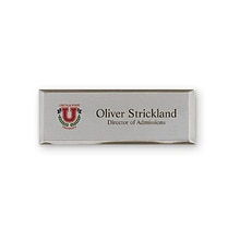Custom Silver Metallic Full Color Name Badge, 1 x 3