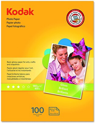 Kodak Glossy Photo Paper, 8.5 x 11, 100/Pack (8209017)