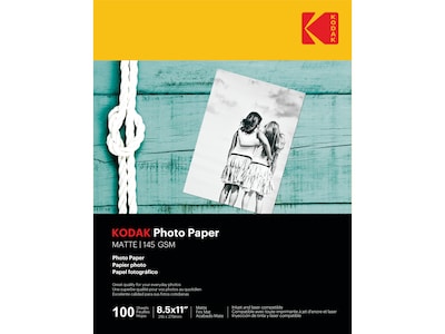 Kodak Matte Photo Paper, 8.5 x 11, 100 Sheets/Pack (41184)