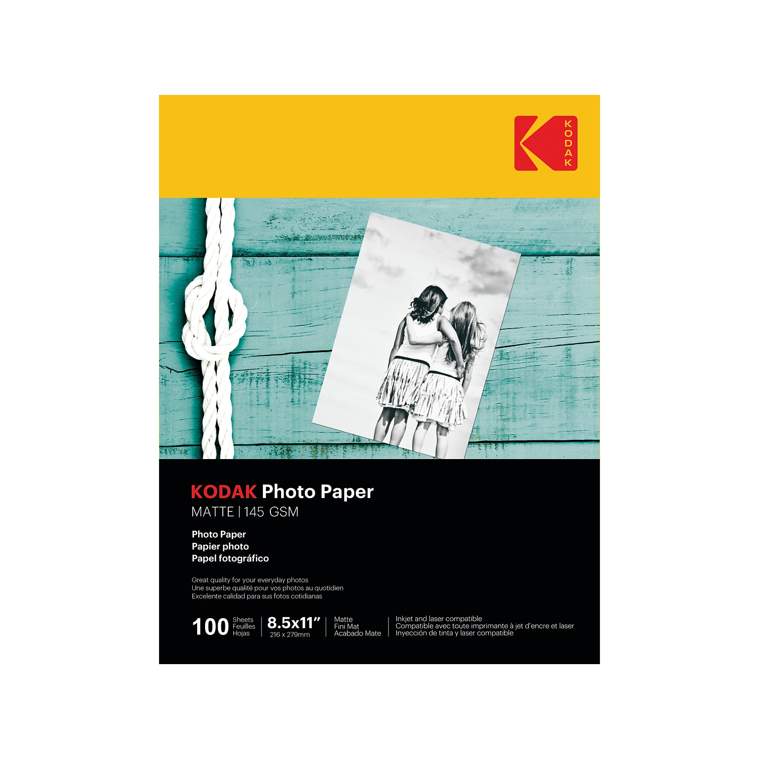 Kodak Matte Photo Paper, 8.5 x 11, 100 Sheets/Pack (41184)