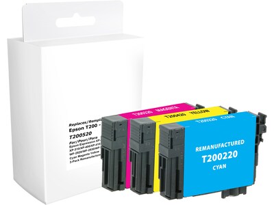 CIG Remanufactured Cyan/Magenta/Yellow Standard Yield Ink Replacement for Epson T200 (T200520/T200220/T200320/T200420), 3/Pack