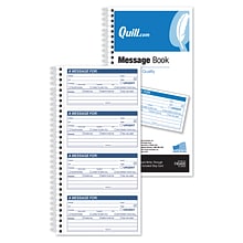 Quill Brand® Message Book, 11 x 5-1/2, Blue/White, 200 Forms/Book (745200)