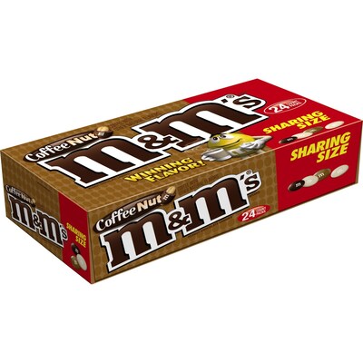 M&M's, Coffee Nut Peanut Chocolate Candy Sharing Size, 3.27 Oz, 24 Ct (MMM50288)