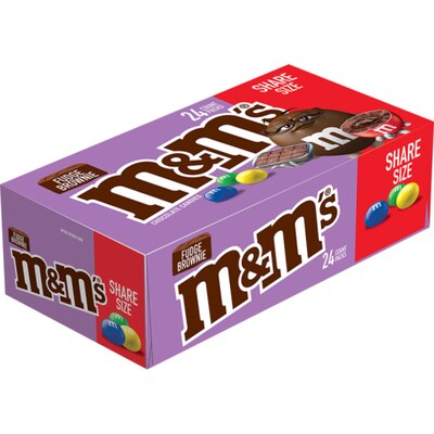 M&Ms Share Size Fudge Brownie Milk Chocolate Pieces, 2.83 oz., 24/Box (MMM55544)