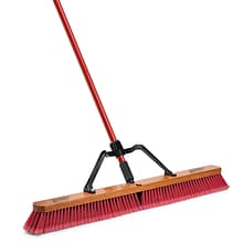 Libman Commercial 36 Multi-Surface Heavy-Duty Push Broom, Red & Black Bristles, 3/Carton (1101)