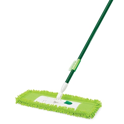 Libman Commercial 195 Microfiber Dust Mop Pack of 6 18 Wide Steel Handle Green Handle and Yellow Pad
