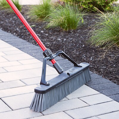 Libman Commercial 24 Rough Surface Heavy-Duty Push Broom, Gray Bristles, 3/Carton (825)