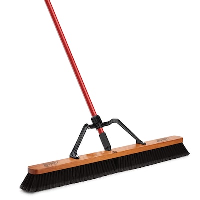 Libman Commercial 36 Smooth Surface Heavy-Duty Push Broom, Black Bristles, 3/Carton (850)