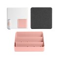 Poppin WFH 3-Compartment Plastic Wall and Desk Organizer Set, Blush/White/Dark Gray (108015)